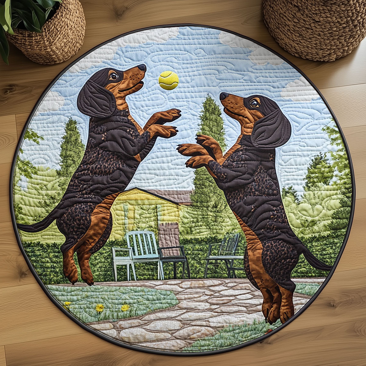 Dachshund Time WJ1406039CL Quilted Round Mat