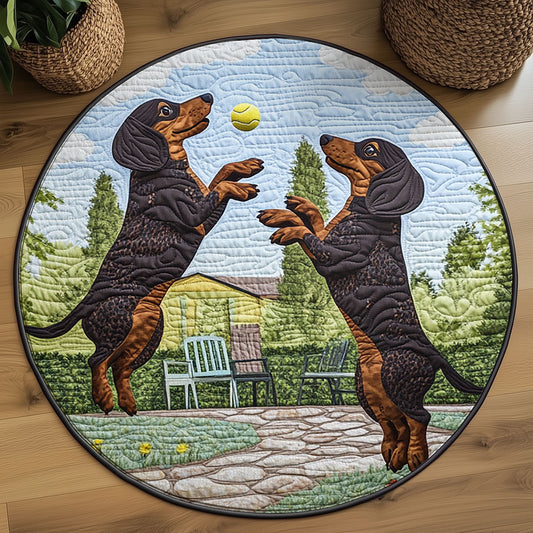 Dachshund Time WJ1406039CL Quilted Round Mat