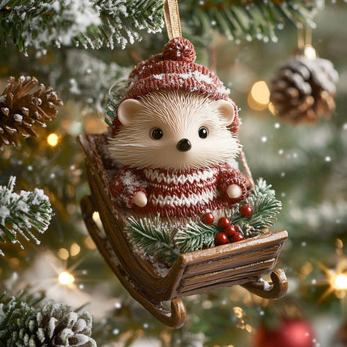 Hedgehog Christmas Smile WN1112024CL Christmas Ornament