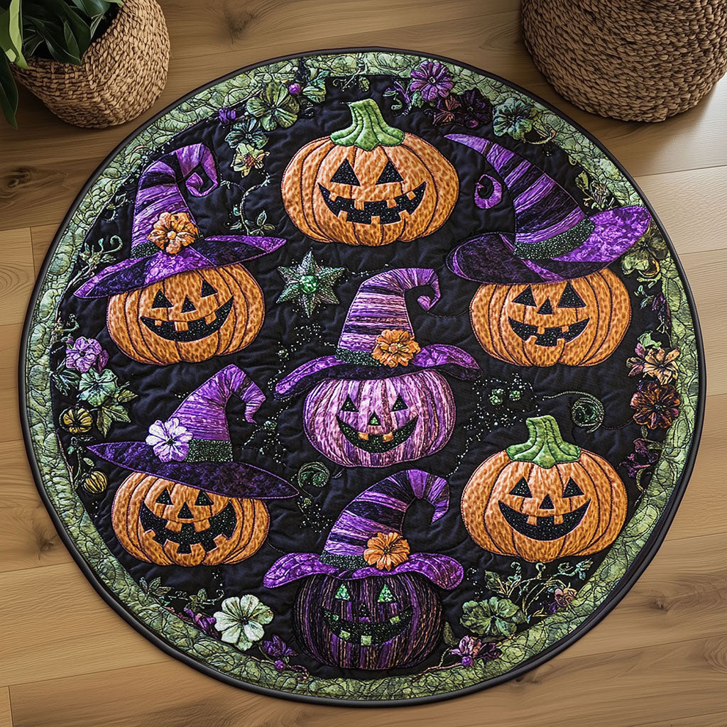 Lantern Pumpkin WN1808096CL Quilted Round Mat