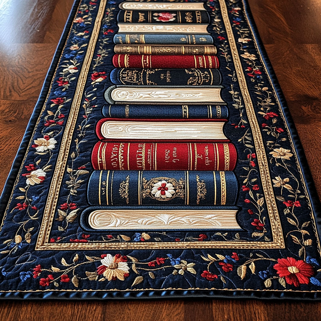 The Booklover’s Table WJ1406037CL Quilted Table Runner