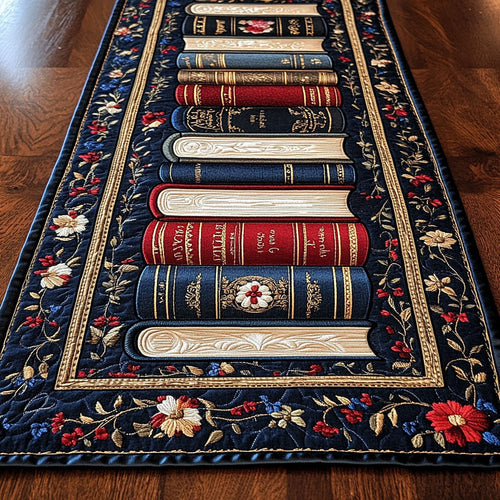 The Booklover’s Table WJ1406037CL Quilted Table Runner