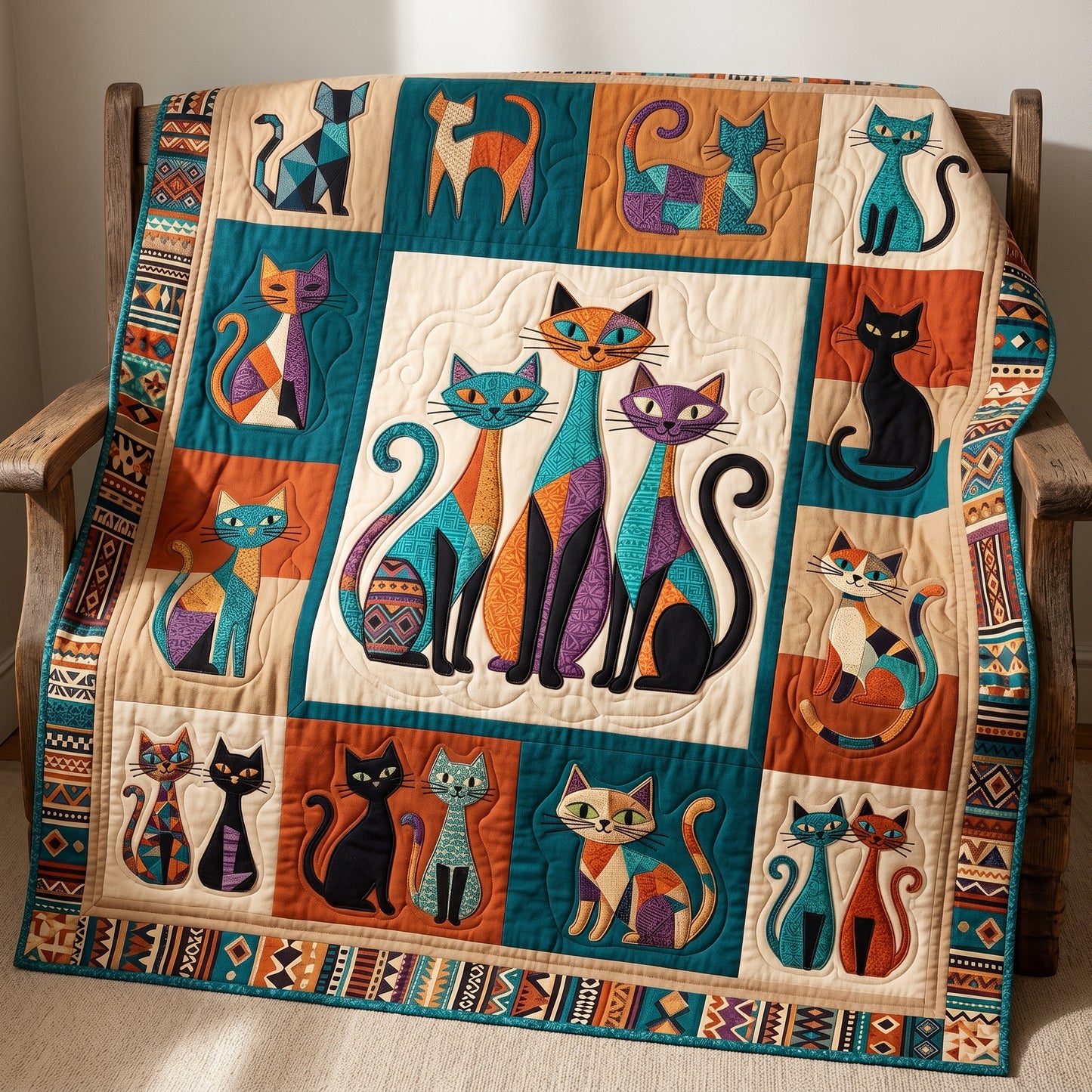 Colorful Cat Patchwork XR2204010CL Quilt