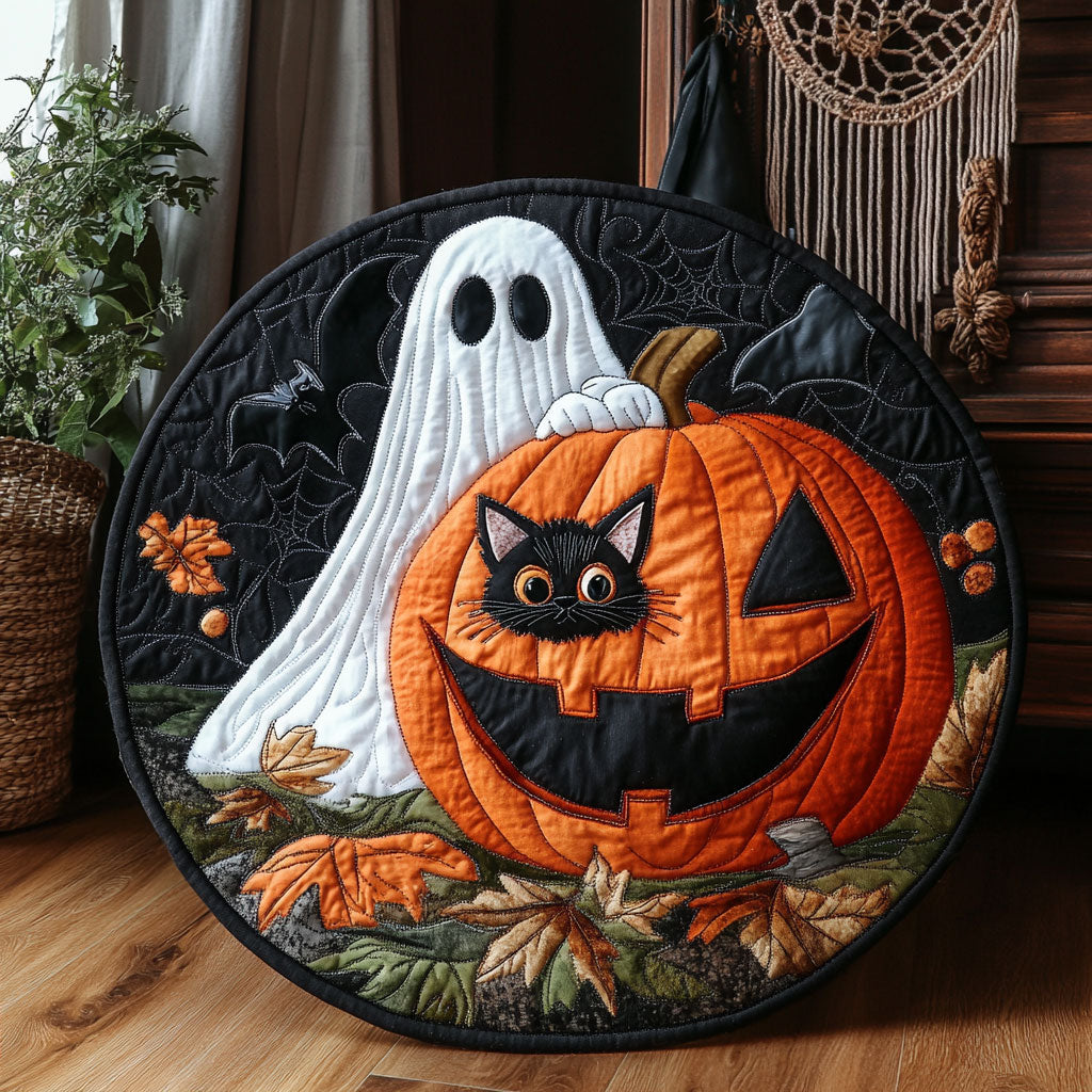 Spooky Halloween Cat WJ1207033CL Quilted Round Mat