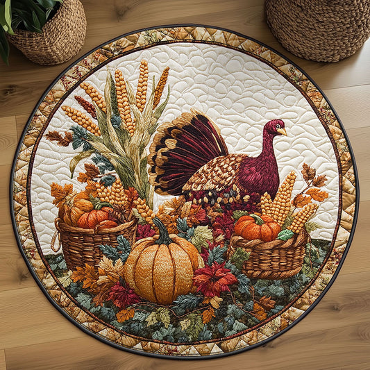 Pumpkin Turkey WN0409080CL Quilted Round Mat
