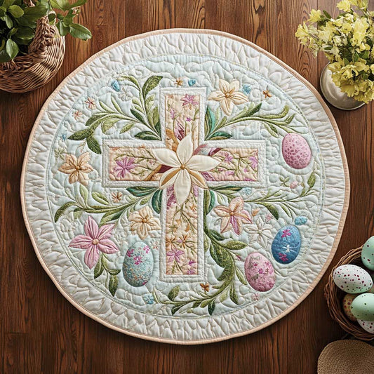 Easter Cross Miracle WN2203025CL Quilted Round Mat