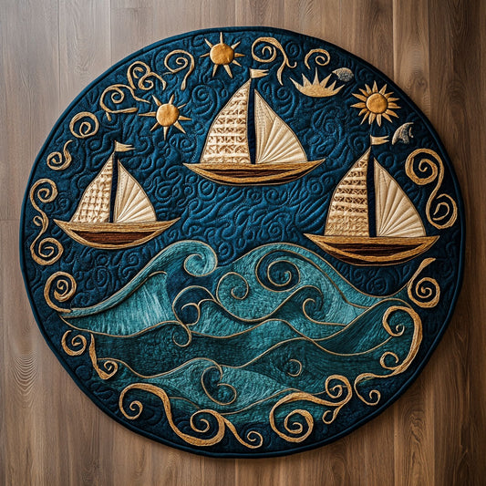Sailboat Sun Swirl WN2006037CL Quilted Round Mat