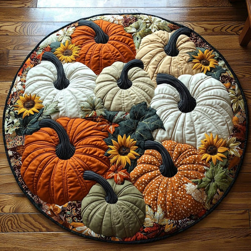 Pumpkin Garden XR03100017CL Quilted Round Mat