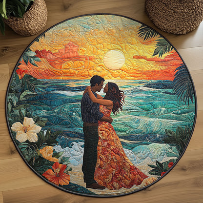 Romantic Sunset Couple WJ0107039CL Quilted Round Mat
