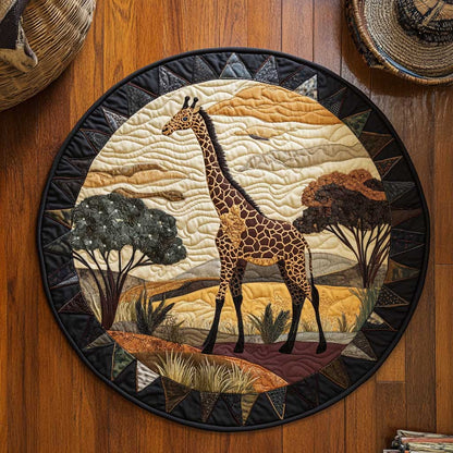 African Giraffe Journey WN0304043CL Quilted Round Mat