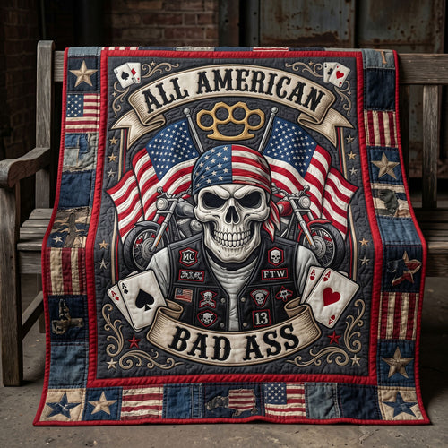 All American Badass Biker Skull WN1304002CL Quilt
