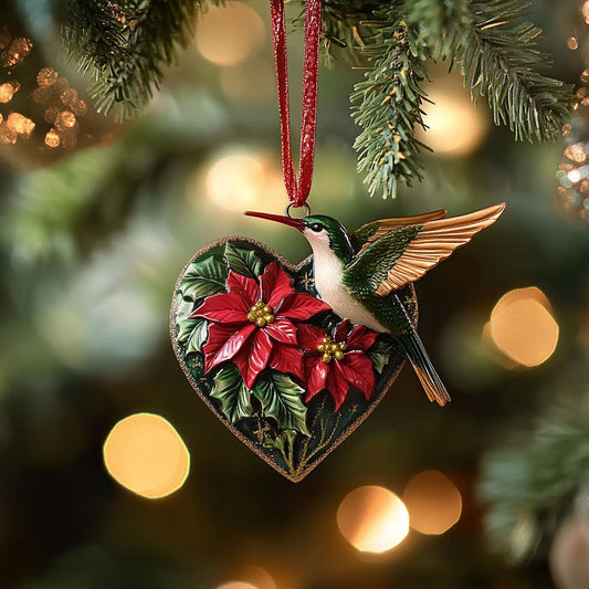Poinsettia Hummingbird WN1512048CL Christmas Ornament