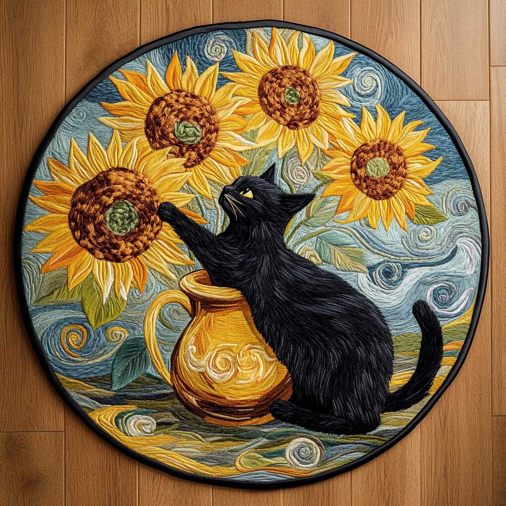 Sunflower Cat WN2504046CL Quilted Round Mat