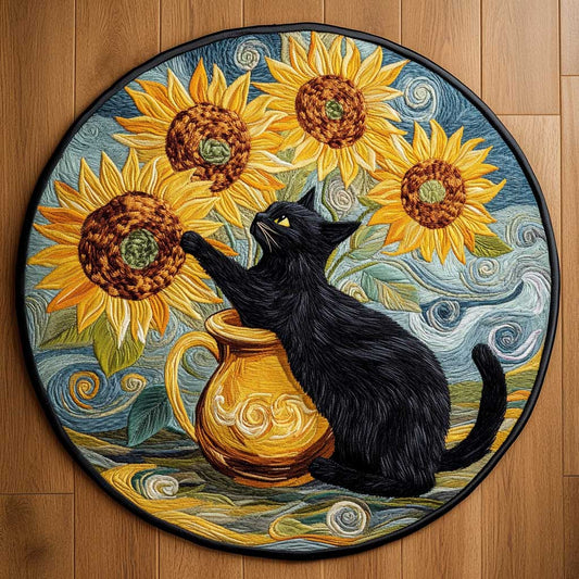 Sunflower Cat WN2504046CL Quilted Round Mat