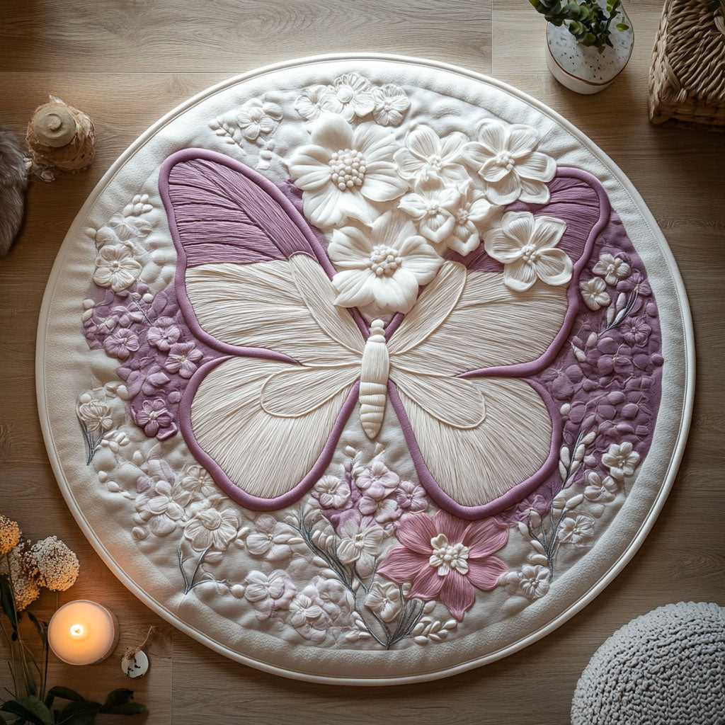Blush Butterfly WN0207004CL Quilted Round Mat