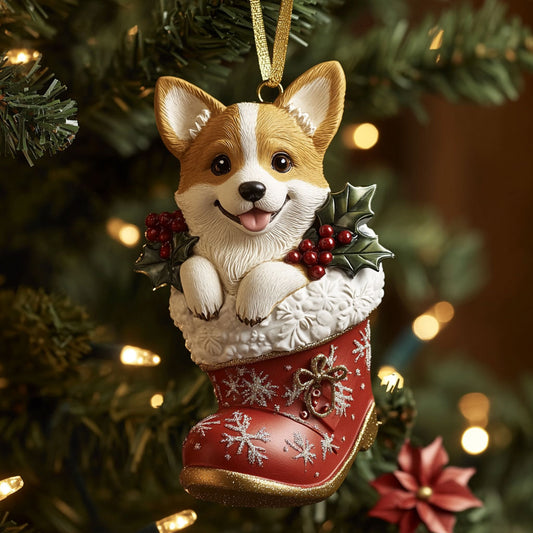 Jingle Corgi Boots CW2310036CL Christmas Ornament