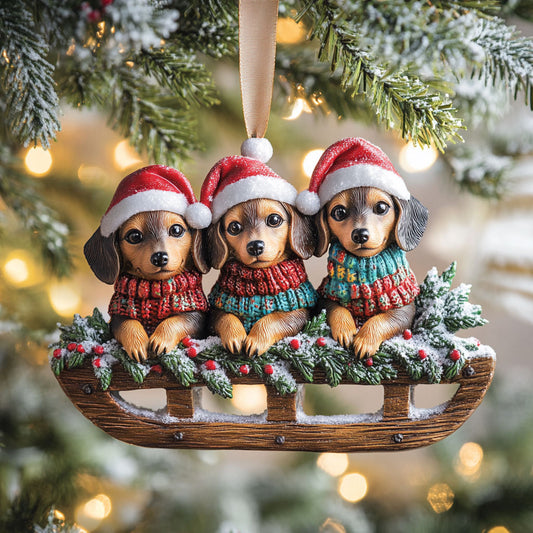 Holiday Plaid Dachshund WN1211060CL Christmas Ornament