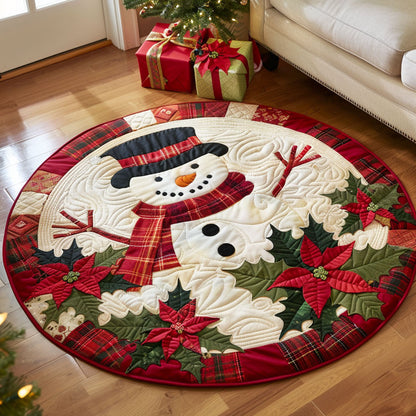 Snowman Poinsettia CW2410046CL Quilted Round Mat