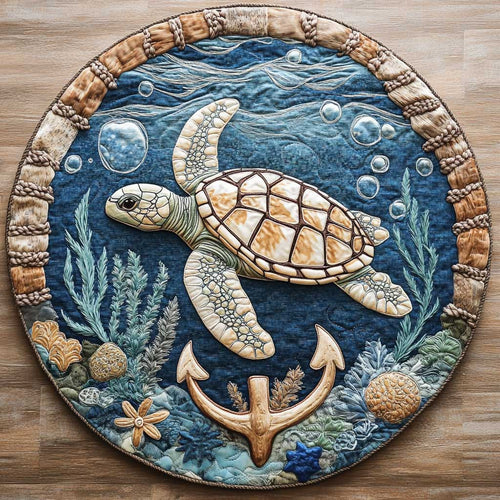 Turtle Compass WN0905044CL Quilted Round Mat