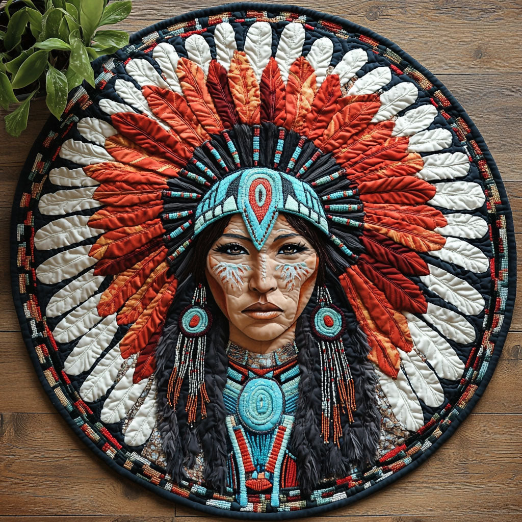 Native American CW2205387CL Quilted Round Mat