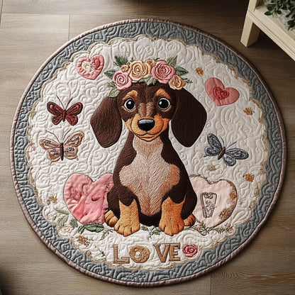 Dachshund Heart WN0907032CL Quilted Round Mat