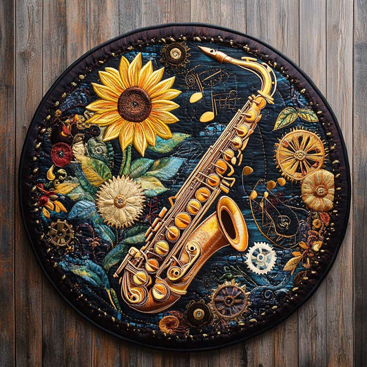 Saxophone In Fall WN2305057CL Quilted Round Mat