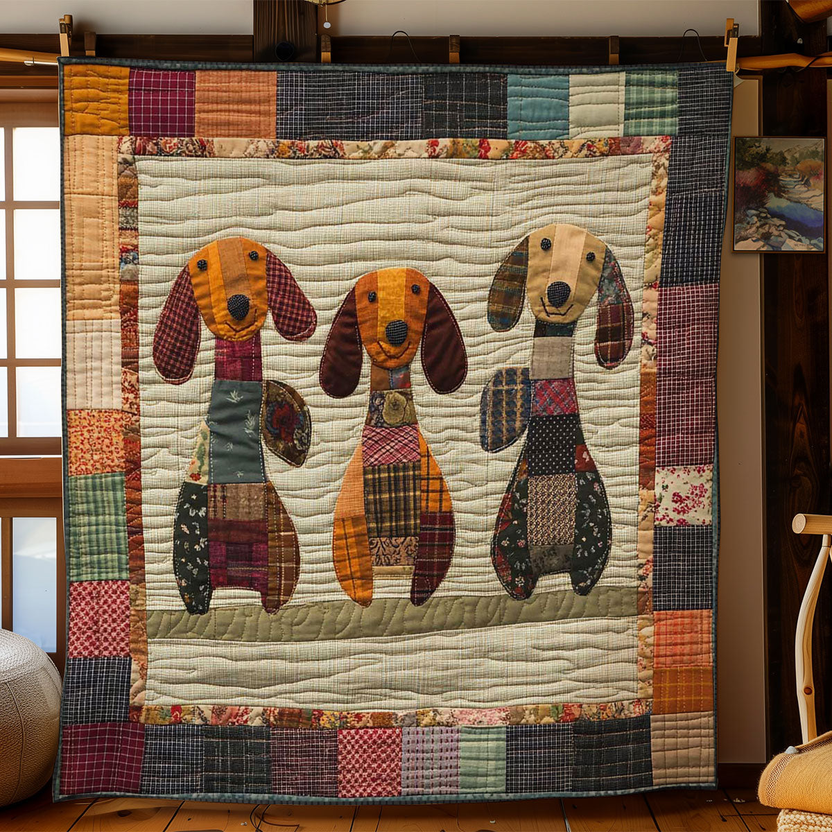 Patchwork Dachshund Trio WN1103029CL Quilt