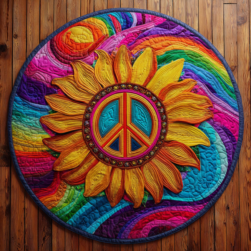 Hippie Sunflower KL0212012CL Quilted Round Mat
