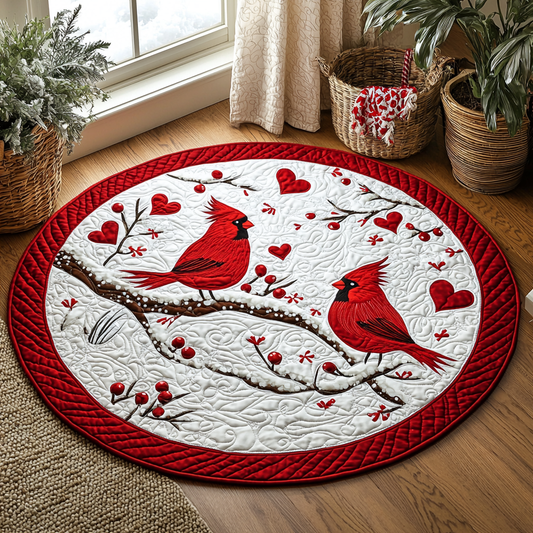Cardinal Couple QA0112013CL Quilted Round Mat