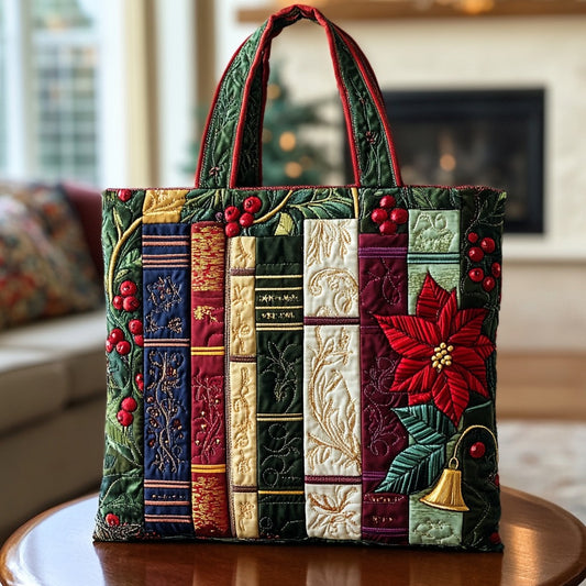 Christmas Vintage Books XR1011030CL Quilted Tote Bag