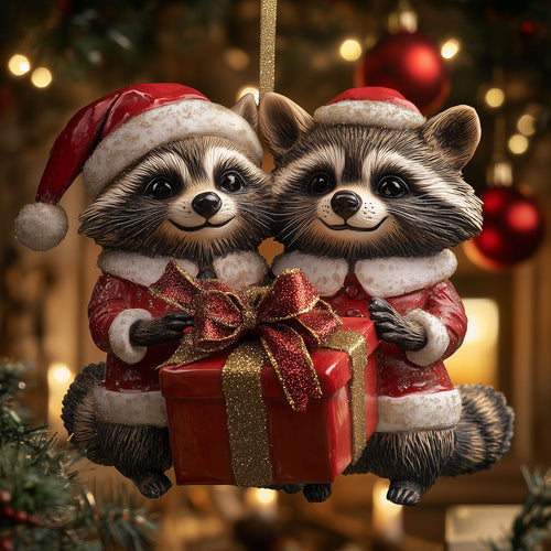 Santa Raccoon Duo LT2110017CL Christmas Ornament