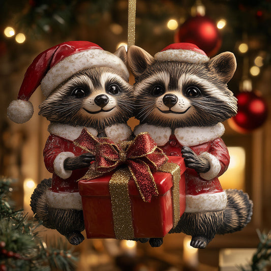 Santa Raccoon Duo LT2110017CL Christmas Ornament