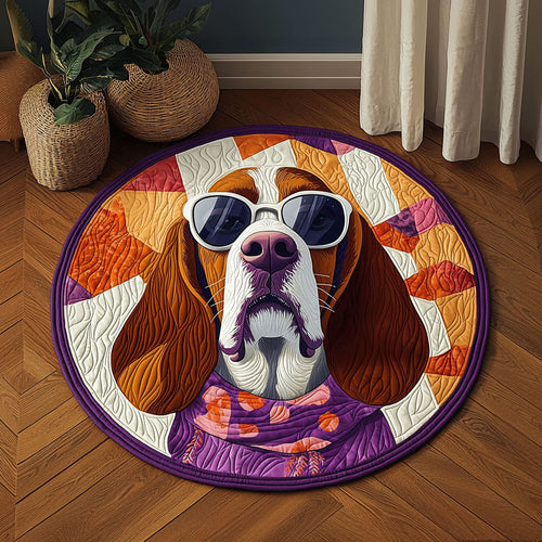 Fancy Basset Hound QA0712012CL Quilted Round Mat