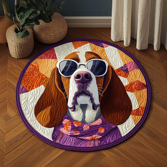 Fancy Basset Hound QA0712012CL Quilted Round Mat