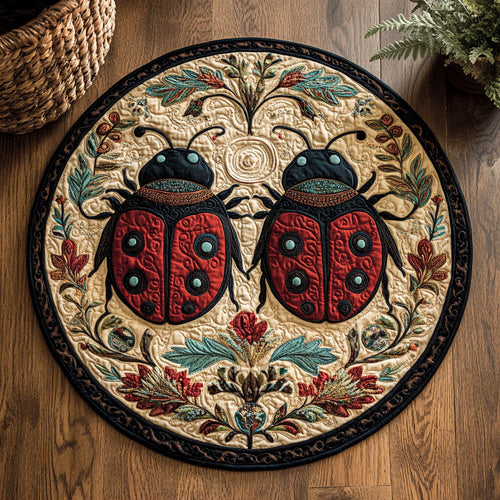 Ornate Ladybug WJ0507041CL Quilted Round Mat