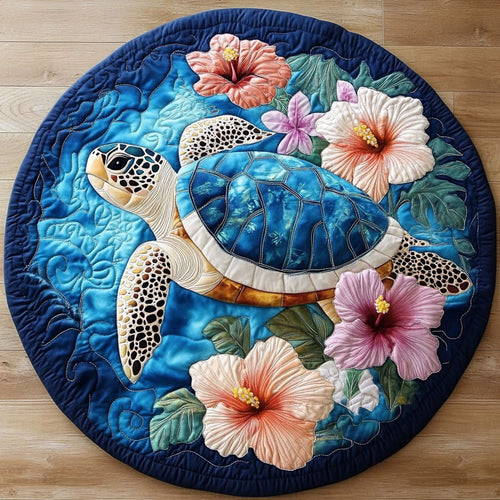 Ocean Bloom Turtle KL0212006CL Quilted Round Mat