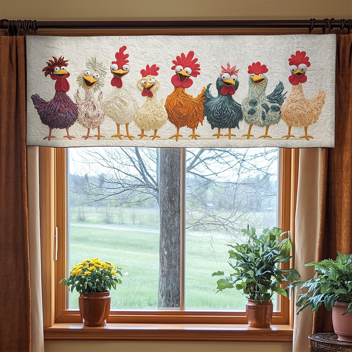 Dizzy Chicken Dance WN1406059CL Quilted Valance