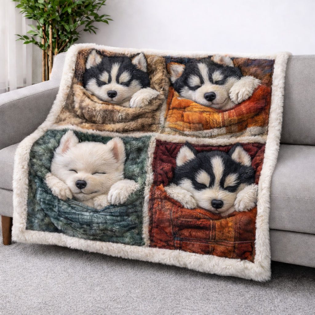 Huskies Cuddle CP2801007CL Faux Fur Throw Blanket