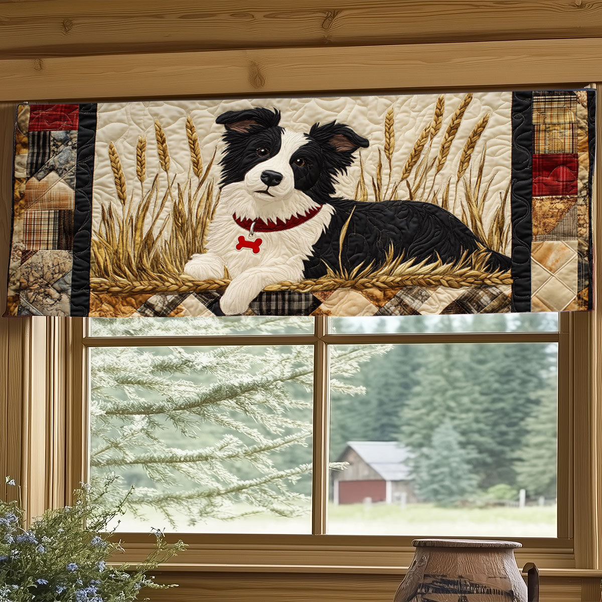 Charming Border Collie WJ0306019CL Quilted Valance