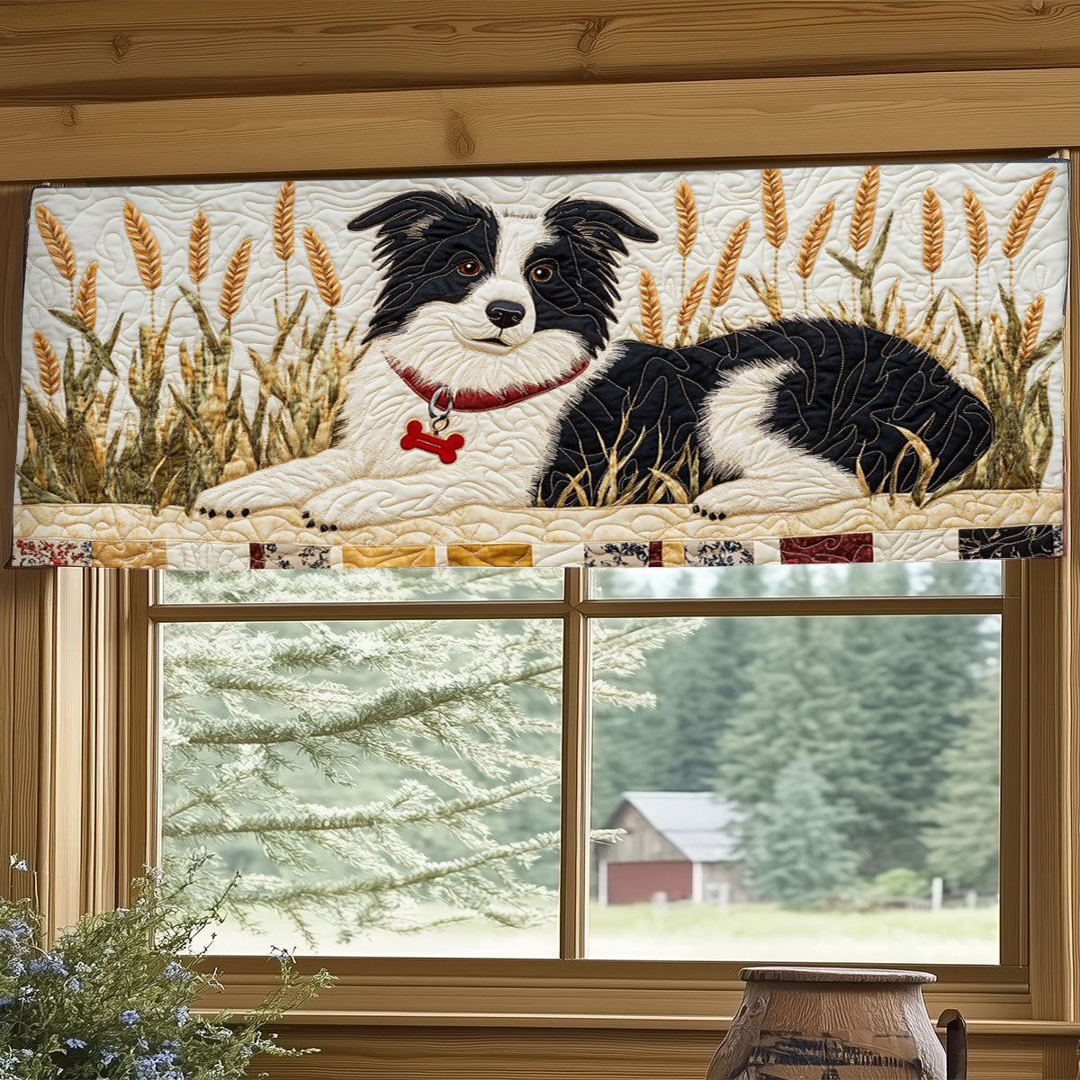 Charming Border Collie WJ2805015CL Quilted Valance