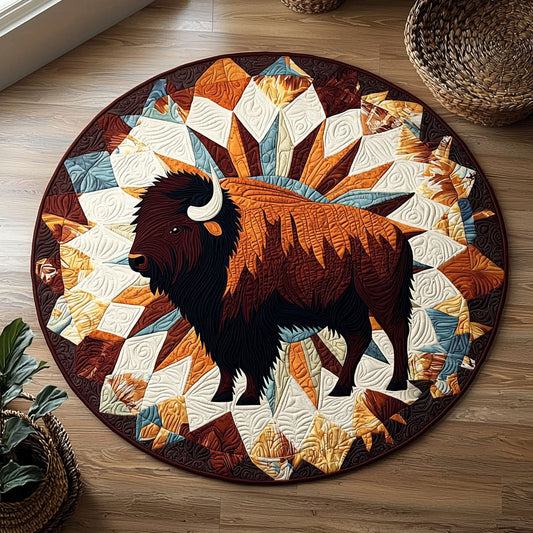 Geometric Bison QA0812031CL Quilted Round Mat