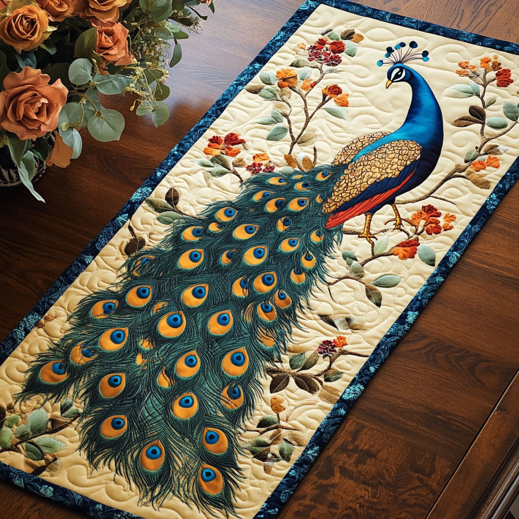 Majestic Peacock CP2804038CL Quilted Table Runner