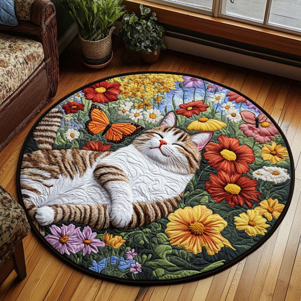 Garden of Dreams Cat KL1312023CL Quilted Round Mat