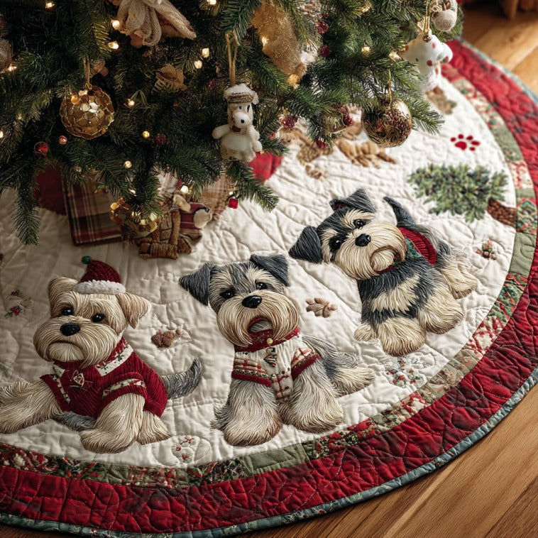 Playful Miniature Schnauzers XR1310015CL Quilted Christmas Tree Skirt