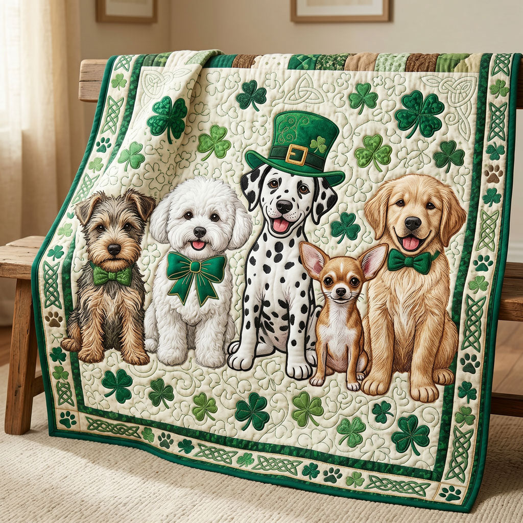 Shamrock Puppy Friends WN1105028CL Quilt