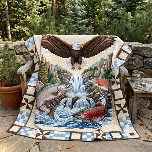 Eagle And Salmon Cascade WN1606005CL Quilt
