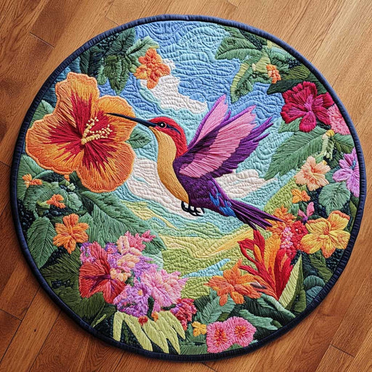 Rainbow Hummingbird WN2904096CL Quilted Round Mat