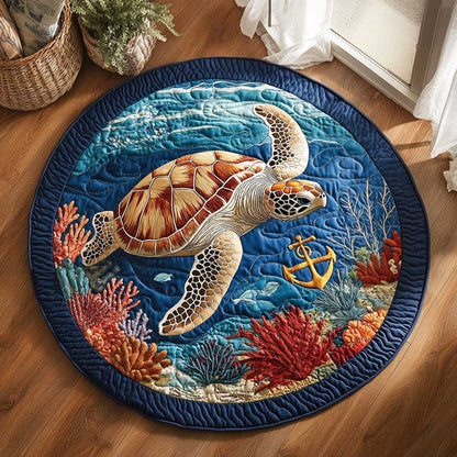 Golden Shell Turtle WN1703018CL Quilted Round Mat