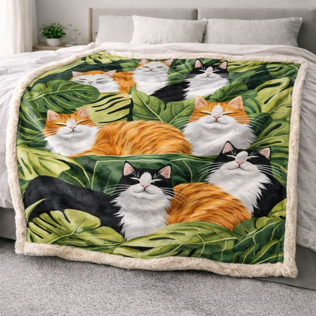 Leafy Cats CP2801002CL Faux Fur Throw Blanket