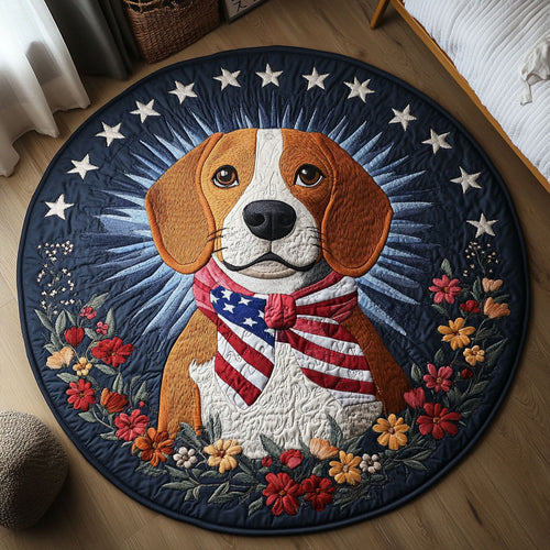Patriotic Beagle WN1306047CL Quilted Round Mat